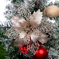 10pcs Glitter Flower Ornaments for Christmas Tree Decoration