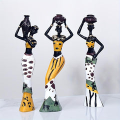 3pcs Exotic African Woman Resin Figurines Home Decor Handcrafted Art