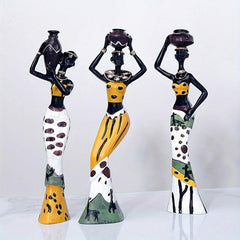 3pcs Exotic African Woman Resin Figurines Home Decor Handcrafted Art
