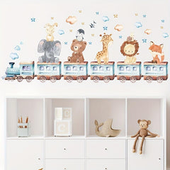 Cartoon Animals Train Wall Stickers for Room Decor and Decal