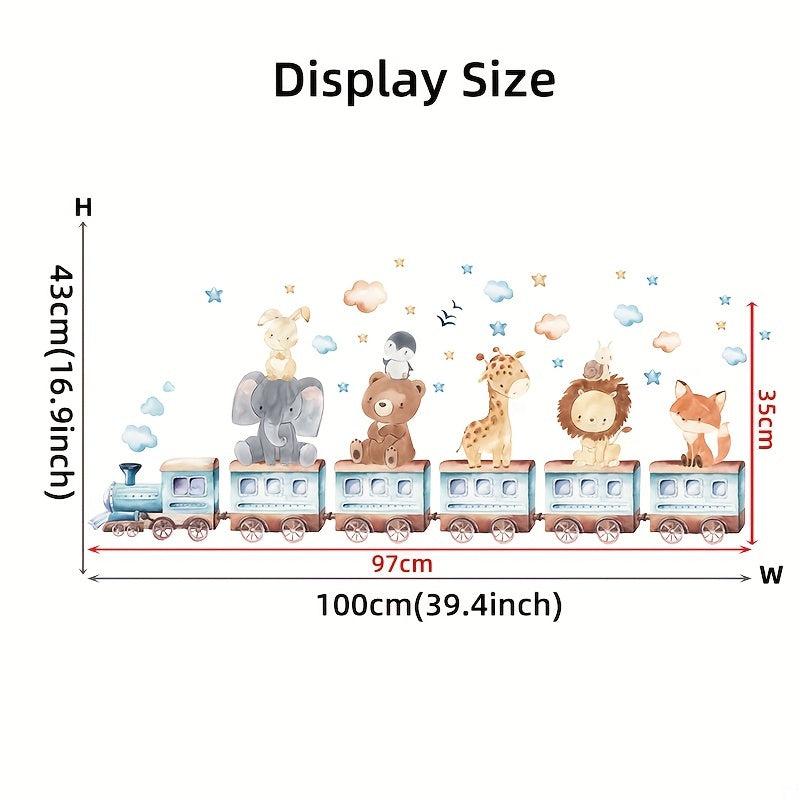 Cartoon Animals Train Wall Stickers for Room Decor and Decal