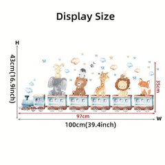 Cartoon Animals Train Wall Stickers for Room Decor and Decal