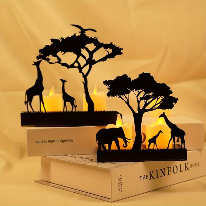 European Style Metal Candlestick Holder Elk Elephant Giraffe Home Office