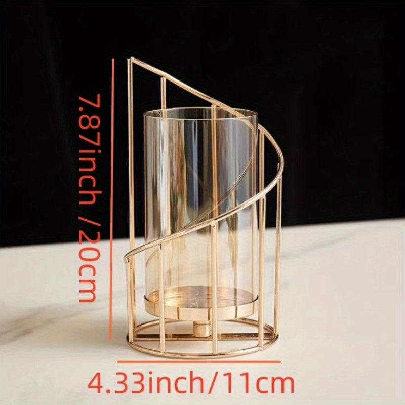 Golden Metal Wire Candle Holder - Home Decor