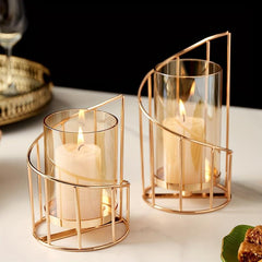 Golden Metal Wire Candle Holder - Home Decor