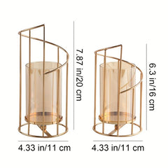Golden Metal Wire Candle Holder - Home Decor