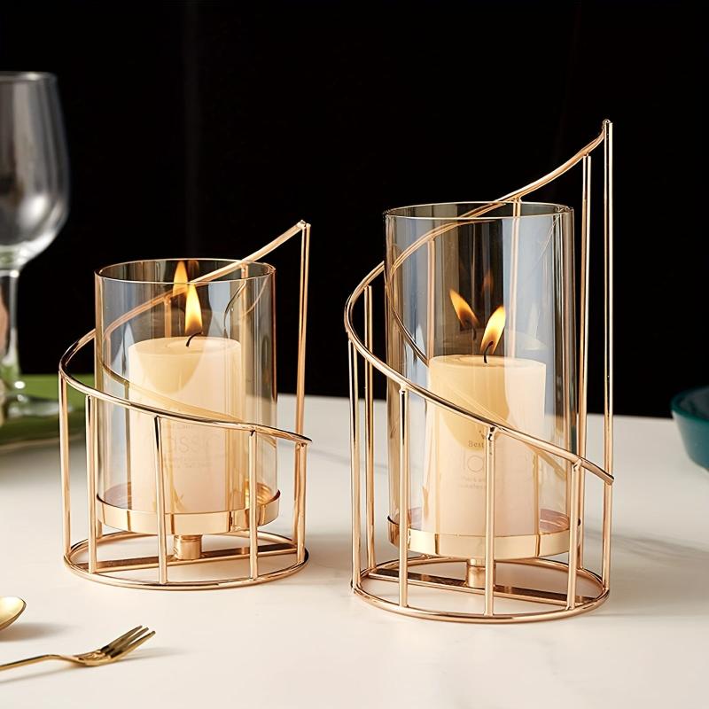 Golden Metal Wire Candle Holder - Home Decor