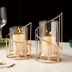Golden Metal Wire Candle Holder - Home Decor