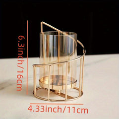 Golden Metal Wire Candle Holder - Home Decor