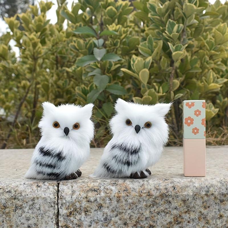 Artificial Owl Furry Christmas Bird Desktop Cabinet Decoration