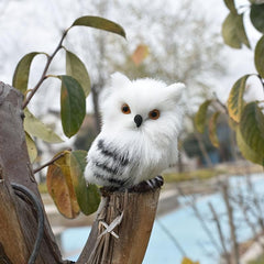 Artificial Owl Furry Christmas Bird Desktop Cabinet Decoration