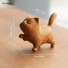 Boxwood Carving Cat Modern Childlike Wealthy Little Cat Home Decor