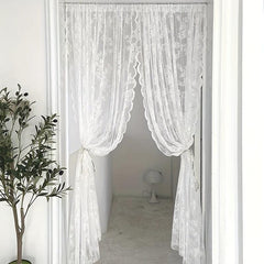 Rose Pattern Lace Curtain Door Screen Dustproof Kindergarten Room Decor