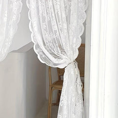 Rose Pattern Lace Curtain Door Screen Dustproof Kindergarten Room Decor