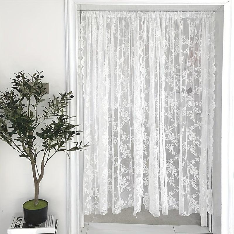 Rose Pattern Lace Curtain Door Screen Dustproof Kindergarten Room Decor