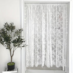 Rose Pattern Lace Curtain Door Screen Dustproof Kindergarten Room Decor