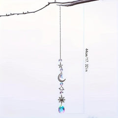 Crystal Sun Catcher Wind Chime Silvery Moon Pendant Home Decor