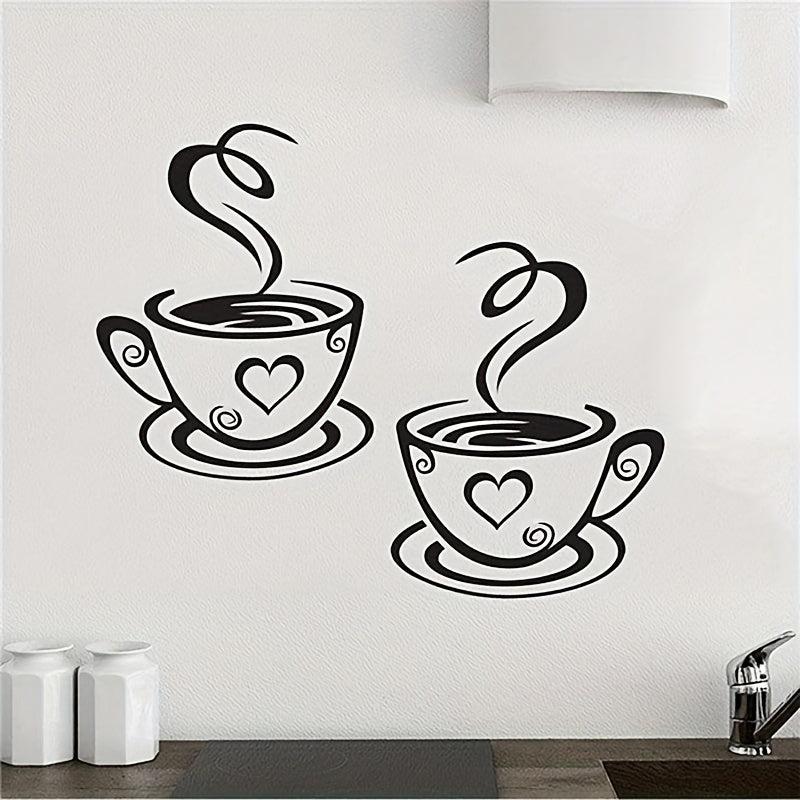 Coffee Cup Wall Stickers Decor for Kitchen Restaurant