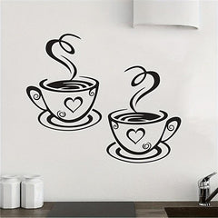 Coffee Cup Wall Stickers Decor for Kitchen Restaurant