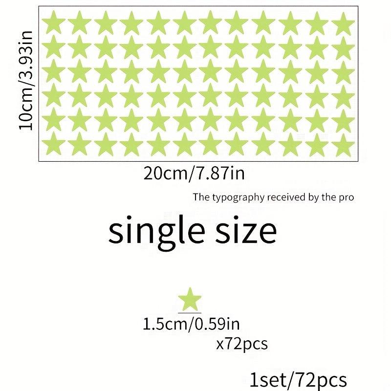 72pcs Stars Luminous Stickers Glow DIY Wall Decal