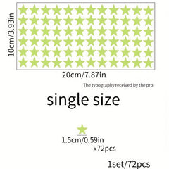 72pcs Stars Luminous Stickers Glow DIY Wall Decal