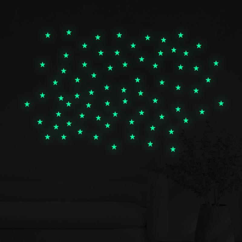 72pcs Stars Luminous Stickers Glow DIY Wall Decal