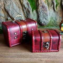 Coolrunner Antique Vintage Wooden Box Stamp Flower Small Metal Lock Jewelry Trea