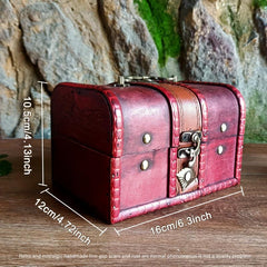 Coolrunner Antique Vintage Wooden Box Stamp Flower Small Metal Lock Jewelry Trea