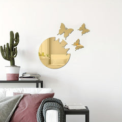 4pcs Mirror Wall Stickers 3D Butterfly Decorative Acrylic Mirror Stickers