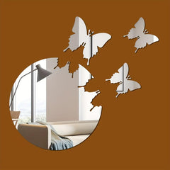 4pcs Mirror Wall Stickers 3D Butterfly Decorative Acrylic Mirror Stickers