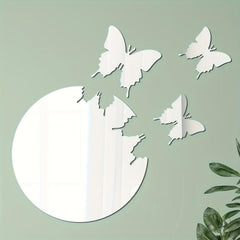 4pcs Mirror Wall Stickers 3D Butterfly Decorative Acrylic Mirror Stickers