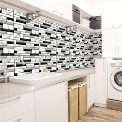 10pcs Self Adhesive 3D PVC Tile Wall Sticker Covers for Kitchen Bathroom