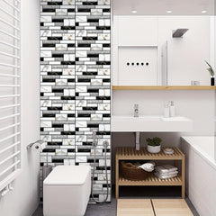 10pcs Self Adhesive 3D PVC Tile Wall Sticker Covers for Kitchen Bathroom