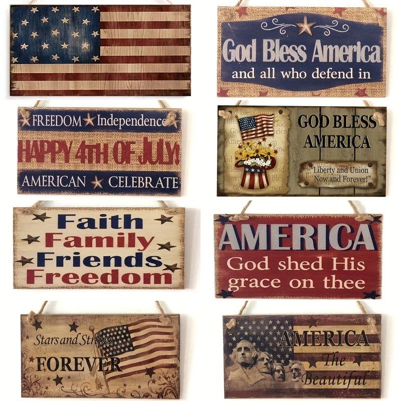 1pc Wooden Hanging Sign Independence Home Room Decor