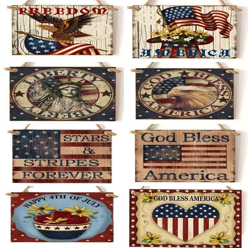 1pc Wooden Hanging Sign Independence Home Room Decor