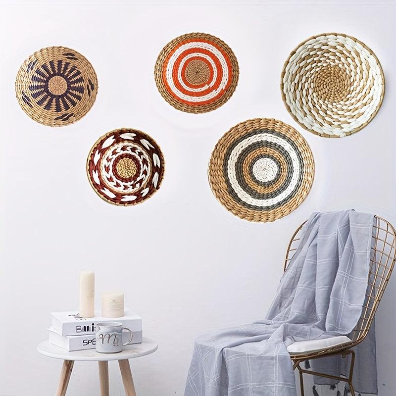 Straw Woven Moon Wall Hanging Decoration for Home - Nordic Style