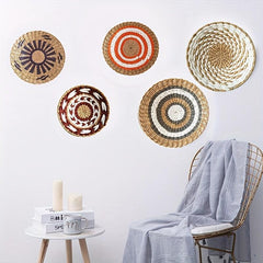 Straw Woven Moon Wall Hanging Decoration for Home - Nordic Style