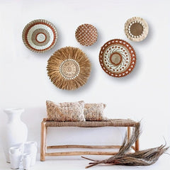 Straw Woven Moon Wall Hanging Decoration for Home - Nordic Style
