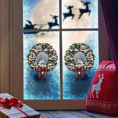 Christmas Wreath Window Sticker Glass & Wall Decor 11.8 Inches