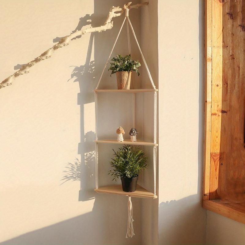 Boho Triangle Wooden Floating Shelf Wall Organizer