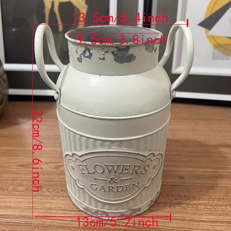 French Metal Flower Vase Rustic Farmhouse Kitchen Decor Galvanized Bucket