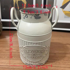 French Metal Flower Vase Rustic Farmhouse Kitchen Decor Galvanized Bucket