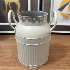 French Metal Flower Vase Rustic Farmhouse Kitchen Decor Galvanized Bucket