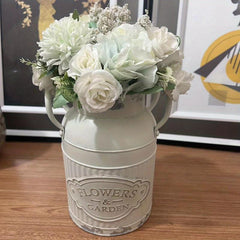 French Metal Flower Vase Rustic Farmhouse Kitchen Decor Galvanized Bucket