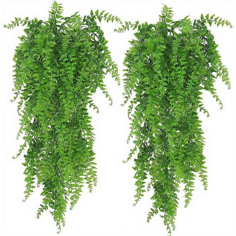 4pcs Artificial Samambaya Leaf 31.5in Hanging Green Plant Rattan Room Decoration