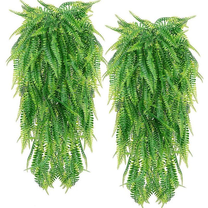 4pcs Artificial Samambaya Leaf 31.5in Hanging Green Plant Rattan Room Decoration