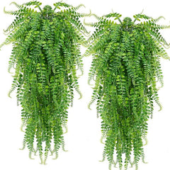 4pcs Artificial Samambaya Leaf 31.5in Hanging Green Plant Rattan Room Decoration
