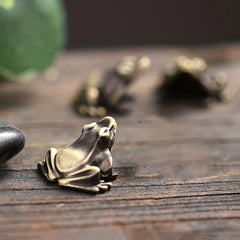 Bronze Small Frog Tea Pet Ornament Golden Toad Key Pendant