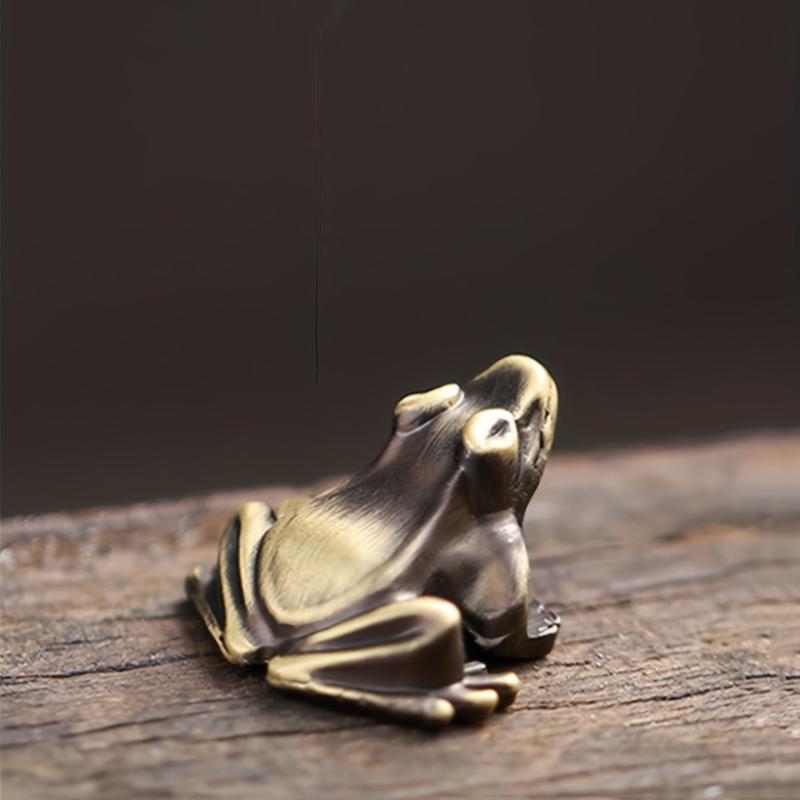 Bronze Small Frog Tea Pet Ornament Golden Toad Key Pendant