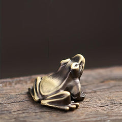 Bronze Small Frog Tea Pet Ornament Golden Toad Key Pendant